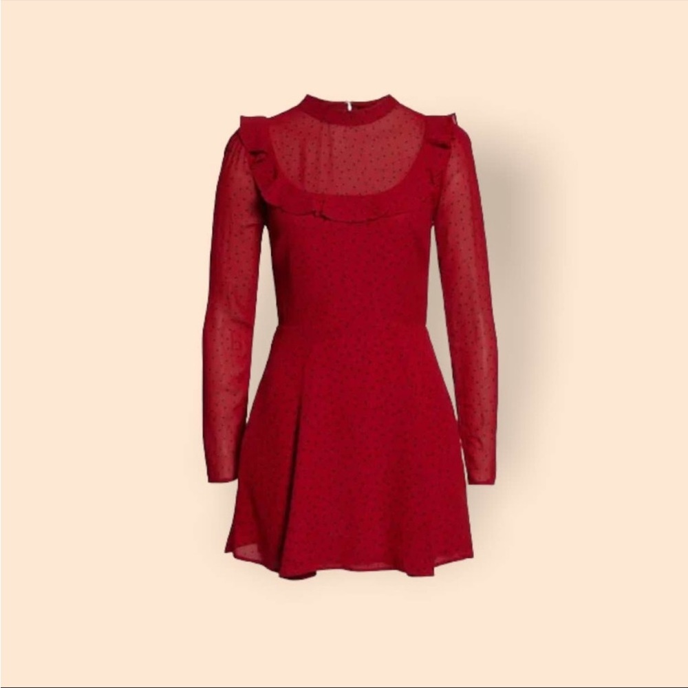 Reformation Spark in Flamenco Red Polka Dot Mini Dress Size 6